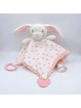 Dream Gro Baby Bunny Teething Lovey Blanket Soft Satin Pink Plush